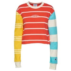Champion Striped Long Sleeve Crop T-Shirt
Women's XS Crew neck